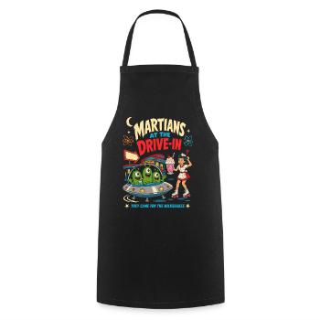 Martians at the Drive-In Diner - Cooking Apron - black - Front - AI Model Male 185 dark (185cm)