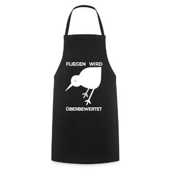 Überbewertet: Weiße KIWI Illustration  - Kochschürze - Schwarz - Vorne - AI Model Male 185 dark (185cm)