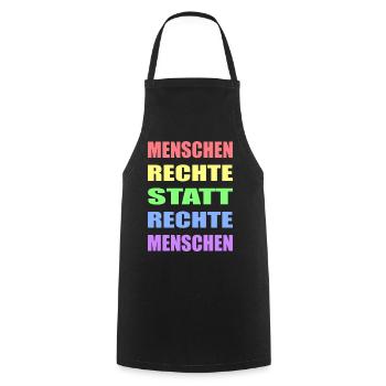 Menschenrechte statt rechte Menschen Links Antifa - Kochschürze - Schwarz - Vorne - AI Model Male 185 dark (185cm)