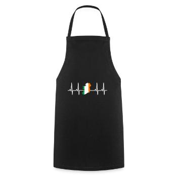 Ireland Flag Heartbeat ECG Heartbeat Heartbeat - Cooking Apron - black - Front - AI Model Male 185 dark (185cm)