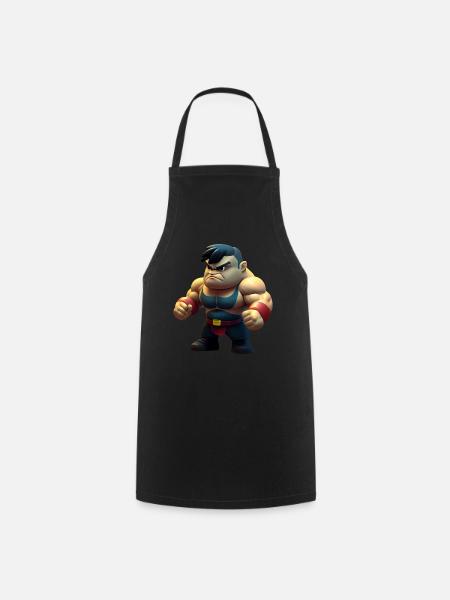 little muscular fighter - Cooking Apron - black
