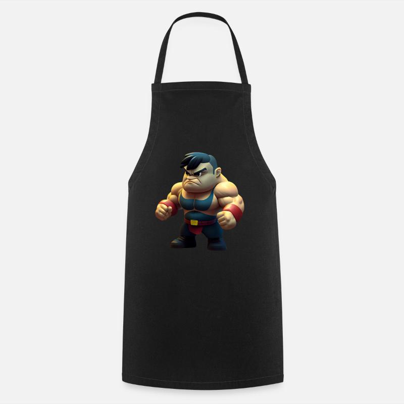 little muscular fighter - Cooking Apron - black
