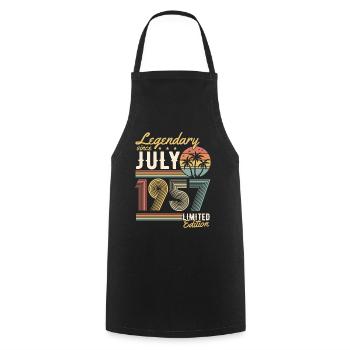 Millésime juillet 1957 Rétro vintage anniversaire - Tablier de cuisine - noir - Devant - AI Model Male 185 dark (185cm)