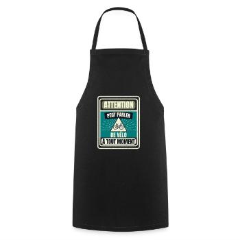 attention cadeau t-shirt humour vélo homme - Tablier de cuisine - noir - Devant - AI Model Male 185 dark (185cm)