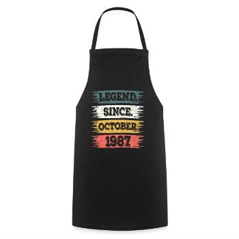 Legend Since October 1987 35 Years Anniversary - Cooking Apron - black - Front - AI Model Male 185 dark (185cm)