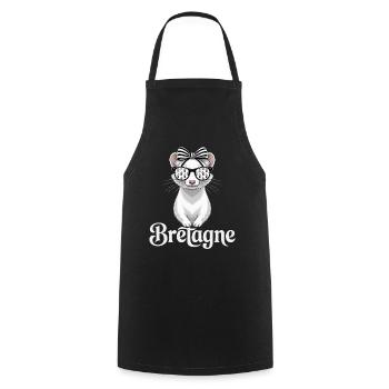 Bretagne Femme Noeud Hermine Bretonne - Tablier de cuisine - noir - Devant - AI Model Male 185 dark (185cm)