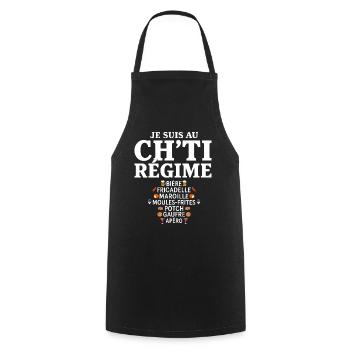 Régime Chti Nordiste Humour Chti - Tablier de cuisine - noir - Devant - AI Model Male 185 dark (185cm)