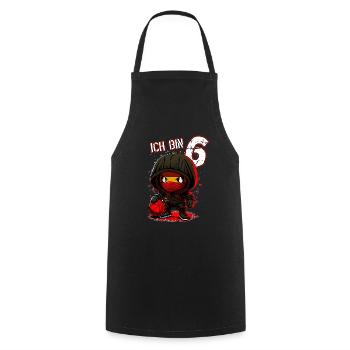 Anniversaire des enfants 6 ans - Basketball et Ninjas - Tablier de cuisine - noir - Devant - AI Model Male 185 dark (185cm)