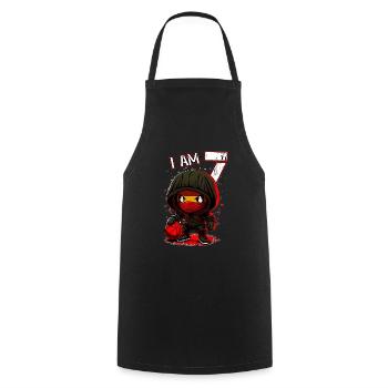 Anniversaire des enfants 7 ans - basketball et ninjas - Tablier de cuisine - noir - Devant - AI Model Male 185 dark (185cm)