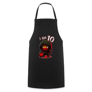 Children birthday 10 years - basketball and ninjas - Cooking Apron - black - Front - AI Model Male 185 dark (185cm)