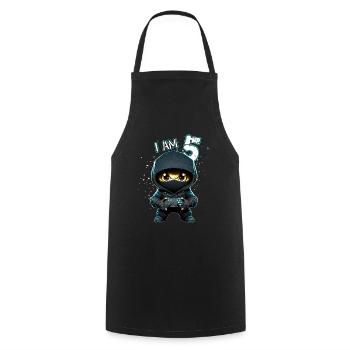 Children birthday 5 years - video games and gamers - Cooking Apron - black - Front - AI Model Male 185 dark (185cm)