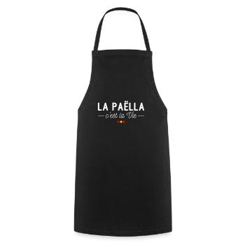 La Paëlla, c'est la Vie ! - Tablier de cuisine - noir - Devant - AI Model Male 185 dark (185cm)