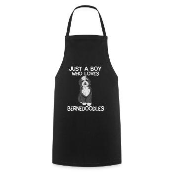 Just A Boy Who Loves Bernedoodles - Cooking Apron - black - Front - AI Model Male 185 dark (185cm)