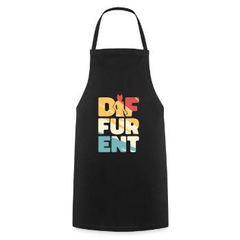 Furry Fandom Fursuits Lustig Diffurent - Kochschürze - Schwarz - Vorne - AI Model Male 185 dark (185cm)