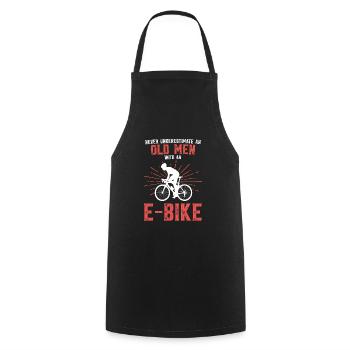Ne sous-estimez jamais un homme avec un vélo électrique - Tablier de cuisine - noir - Devant - AI Model Male 185 dark (185cm)