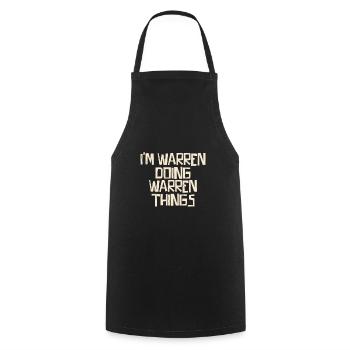 Je suis Warren en train de faire des choses Warren - Tablier de cuisine - noir - Devant - AI Model Male 185 dark (185cm)