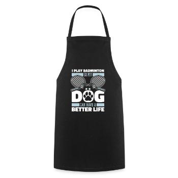 Badminton badminton dog - Cooking Apron - black - Front - AI Model Male 185 dark (185cm)