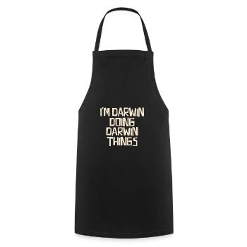 I'm Darwin doing Darwin things - Cooking Apron - black - Front - AI Model Male 185 dark (185cm)