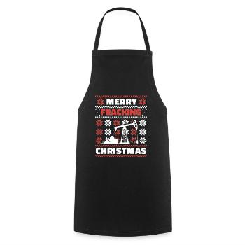 Oilfield Oil Rig Christmas Fracking - Cooking Apron - black - Front - AI Model Male 185 dark (185cm)