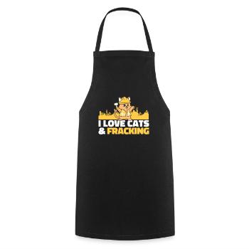 Oilfield Oil Rig Cat Fracking - Cooking Apron - black - Front - AI Model Male 185 dark (185cm)