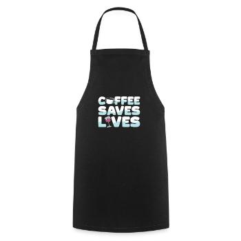 Café Café Café Vin Le café sauve des vies - Tablier de cuisine - noir - Devant - AI Model Male 185 dark (185cm)