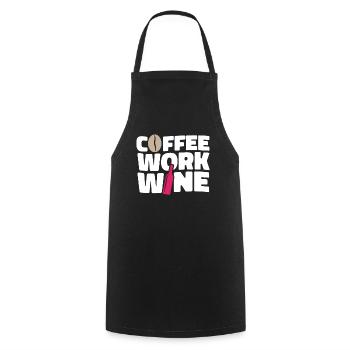 Kaffee Cafe Lustig Kaffeewein Coffee Work Wine - Cooking Apron - black - Front - AI Model Male 185 dark (185cm)