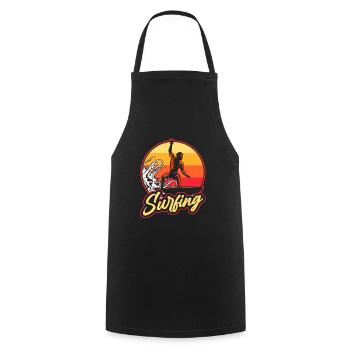Surfer Surfen Cool Retro Surfer Vintage Surf - Kochschürze - Schwarz - Vorne - AI Model Male 185 dark (185cm)