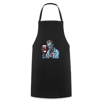 Café Café Halloween Zombie Main - Tablier de cuisine - noir - Devant - AI Model Male 185 dark (185cm)