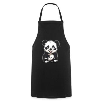Großer Panda Pandabär Lächelnd - Kochschürze - Schwarz - Vorne - AI Model Male 185 dark (185cm)