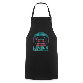 Gamer Gaming Level 9 Unlocked - Cooking Apron - black - Front - AI Model Male 185 dark (185cm)