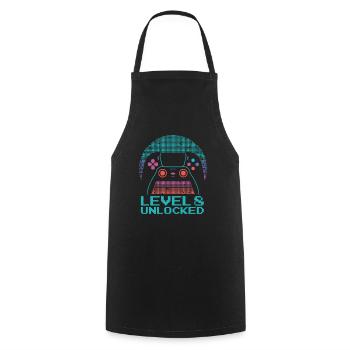 Gamer Gaming Level 8 Unlocked - Cooking Apron - black - Front - AI Model Male 185 dark (185cm)