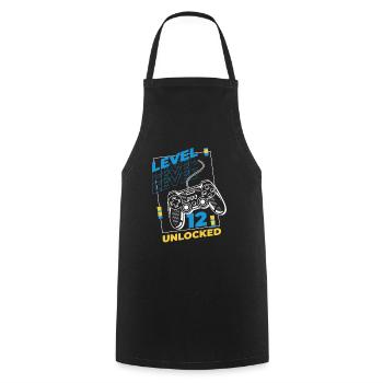 Gamer Gaming Level 12 Unlocked - Cooking Apron - black - Front - AI Model Male 185 dark (185cm)
