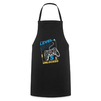 Gamer Gaming Level 5 Unlocked - Cooking Apron - black - Front - AI Model Male 185 dark (185cm)