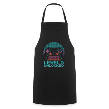 Gamer Gaming Level 5 Unlocked - Cooking Apron - black - Front - AI Model Male 185 dark (185cm)