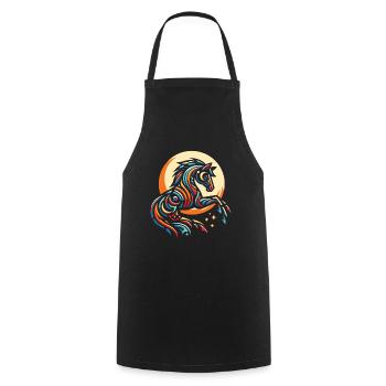 Pferd Reitsport Moon Phases - Kochschürze - Schwarz - Vorne - AI Model Male 185 dark (185cm)