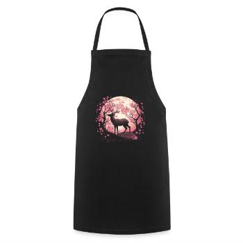 Hirsch Japan Cherry Blossom Moon - Kochschürze - Schwarz - Vorne - AI Model Male 185 dark (185cm)