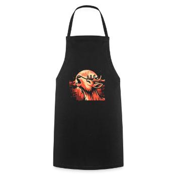 Cerf Lune Hurlement - Tablier de cuisine - noir - Devant - AI Model Male 185 dark (185cm)