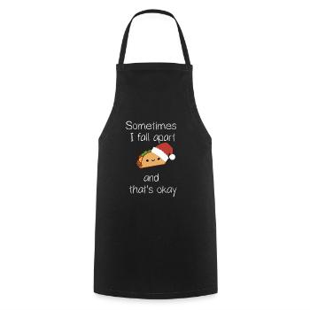 Parfois, je m’effondre Taco Taco de Noël - Tablier de cuisine - noir - Devant - AI Model Male 185 dark (185cm)