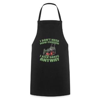 Lawn mower mowing - Cooking Apron - black - Front - AI Model Male 185 dark (185cm)