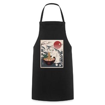 Kawaii Katze Ramen Nudeln Anime Katze - Kochschürze - Schwarz - Vorne - AI Model Male 185 dark (185cm)