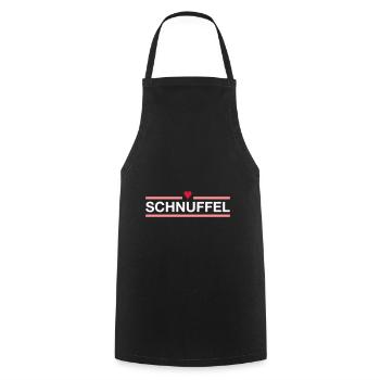 ★ Designfarben änderbar ★ Schnuffel (Herz, Linien) - Kochschürze - Schwarz - Vorne - AI Model Male 185 dark (185cm)