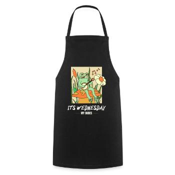 C’est mercredi mes mecs! Mème Grenouille - Tablier de cuisine - noir - Devant - AI Model Male 185 dark (185cm)