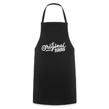 Cadeau d’anniversaire original 1986 - Vintage 1986 - Tablier de cuisine - noir - Devant - AI Model Male 185 dark (185cm)