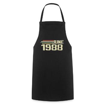 Juin 1988 Anniversaire Juin 1988 Juin 1988 Anniversaire - Tablier de cuisine - noir - Devant - AI Model Male 185 dark (185cm)