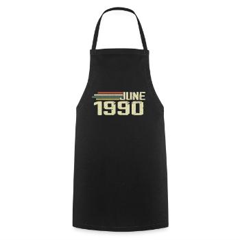 Juin 1990 Anniversaire Juin 1990 Juin 1990 Anniversaire - Tablier de cuisine - noir - Devant - AI Model Male 185 dark (185cm)