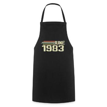Juin 1983 Anniversaire Juin 1983 Juin 1983 Anniversaire - Tablier de cuisine - noir - Devant - AI Model Male 185 dark (185cm)