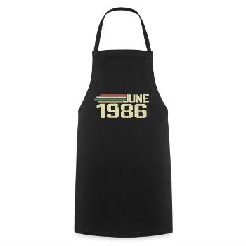 June 1986 Anniversary June 1986 June 1986 Birthday - Cooking Apron - black - Front - AI Model Male 185 dark (185cm)