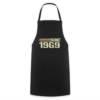 Juin 1969 Anniversaire Juin 1969 Juin 1969 Anniversaire - Tablier de cuisine - noir - Devant - AI Model Male 185 dark (185cm)
