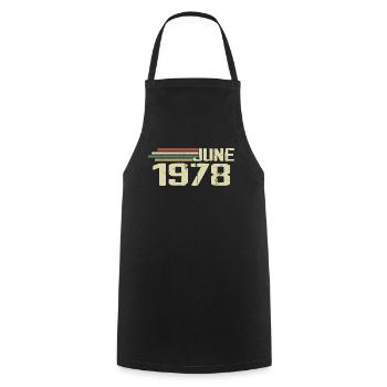 Juin 1978 Anniversaire Juin 1978 Juin 1978 Anniversaire - Tablier de cuisine - noir - Devant - AI Model Male 185 dark (185cm)