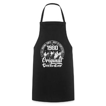 December 1980 Original 44 Years Anniversary Gift - Cooking Apron - black - Front - AI Model Male 185 dark (185cm)